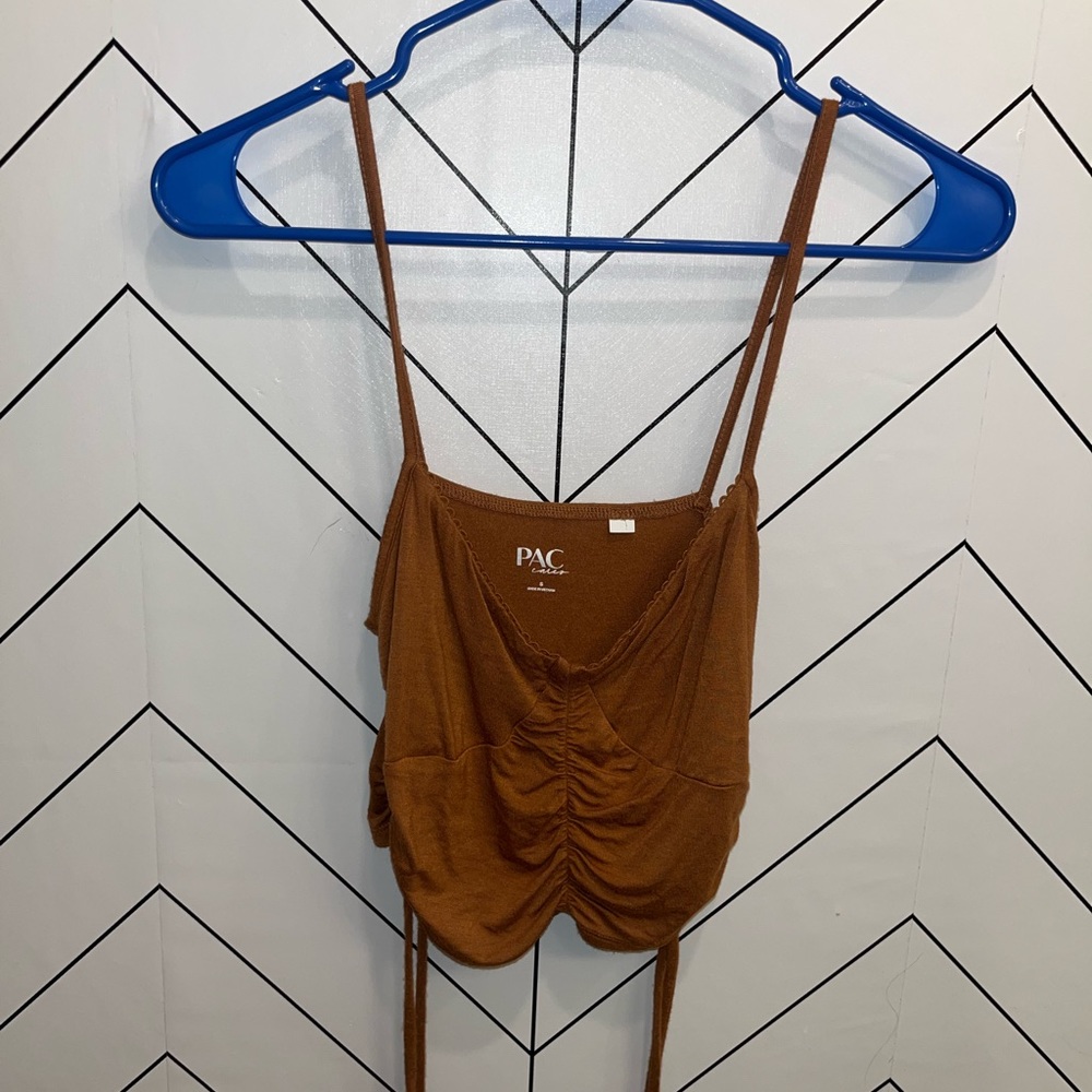 Brown, crop top, side scrunch, pacsun, small, perfect conditions